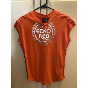 Vintage Ecko Red Youth Muscle Tank Top  Sleeveless V-Neck T-Shirt Size XL Orange